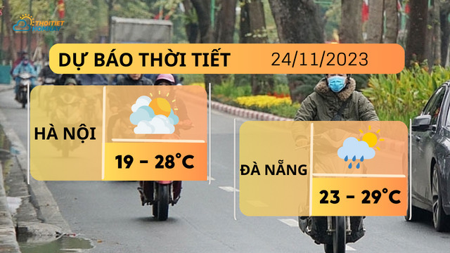 Dự báo thời tiết hôm nay 24/11: Hà Nội có sương mù nhẹ, Đà Nẵng mưa rào chiều tối